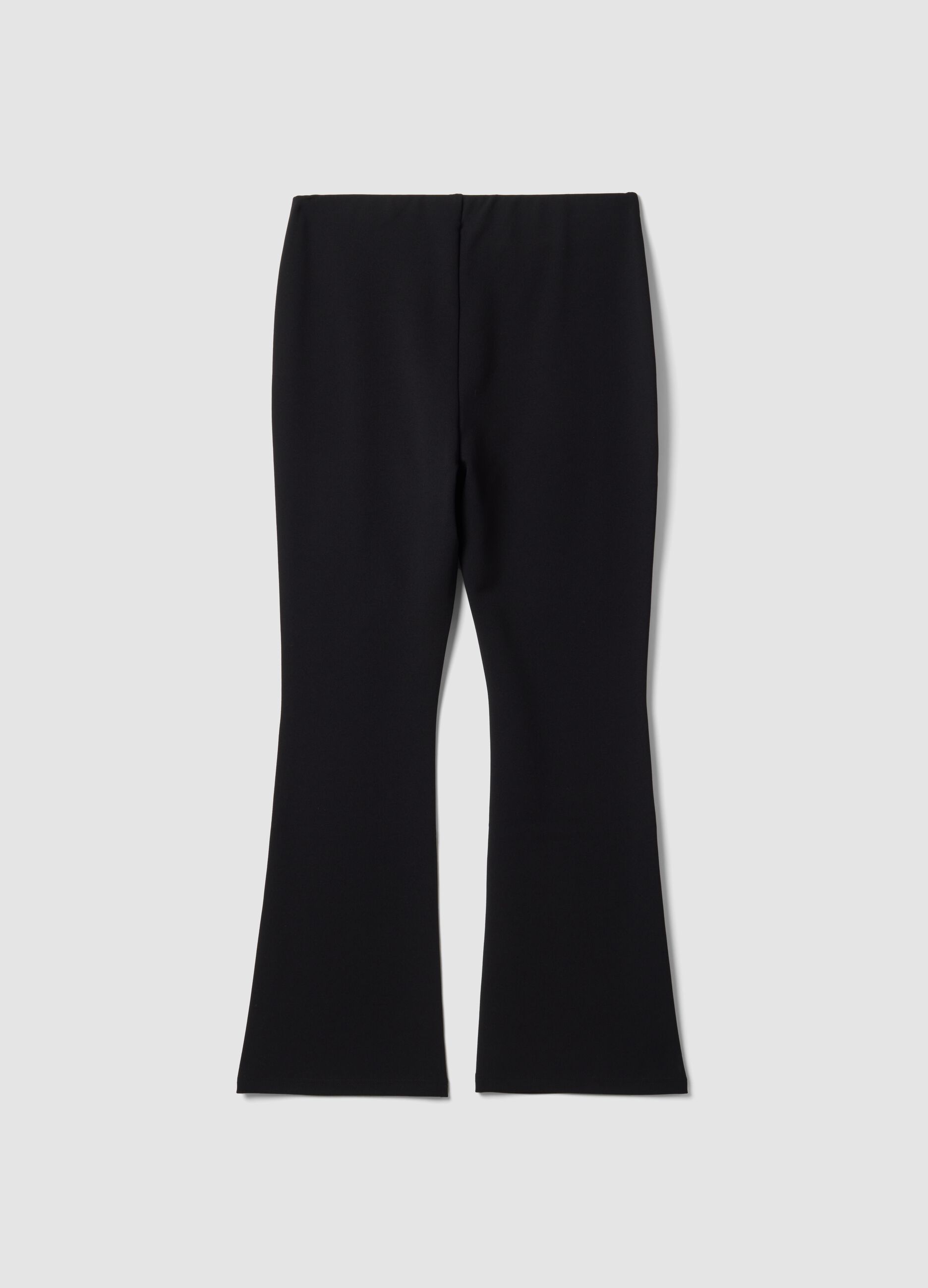 Black flared leggings in stretch fabric