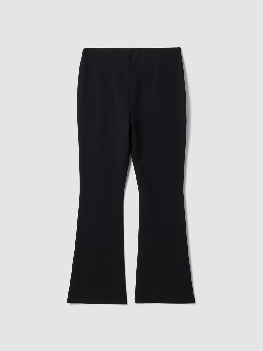 Leggings neri flare in tessuto elasticizzato_2