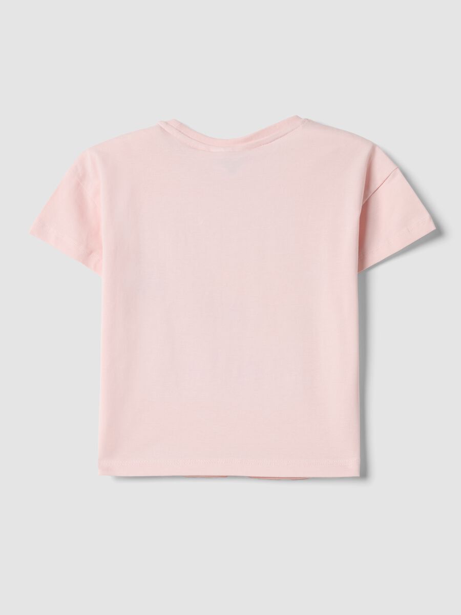 T-shirt in cotone elasticizzato rosa da bambina regular fit con stampa_1