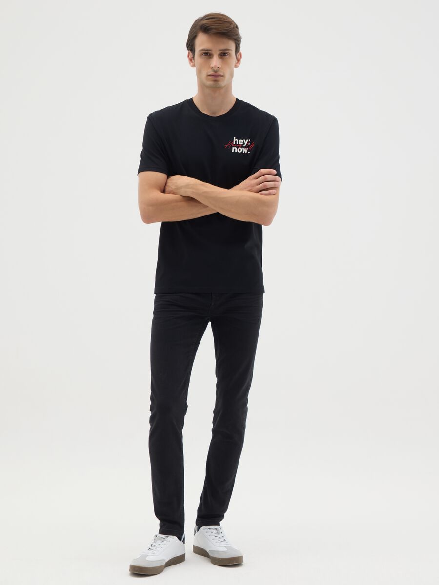 Regular fit black pure cotton t-shirt with print_1