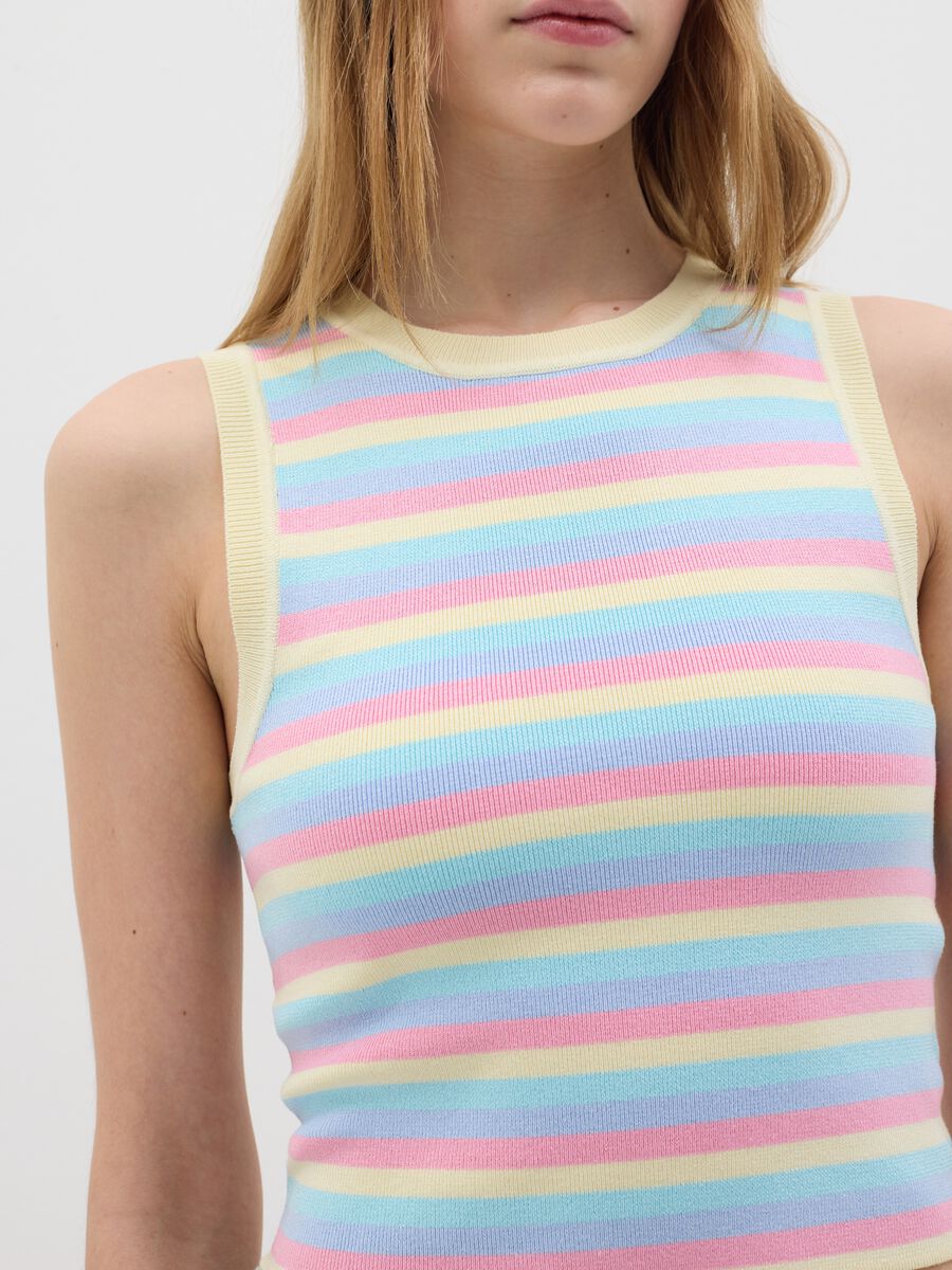 Multicolor striped top in viscose and polyamide blend_3