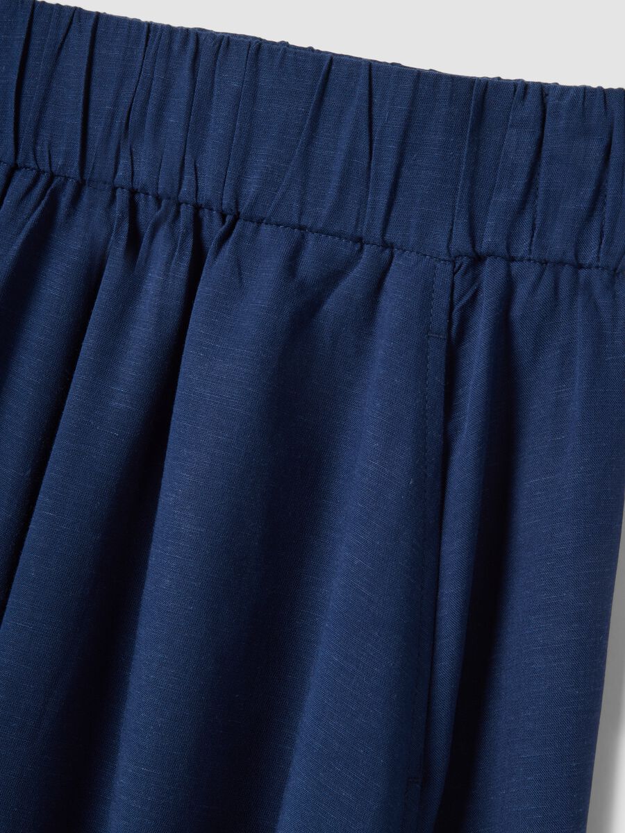 Gonna pantalone blu in misto viscosa e lino_5