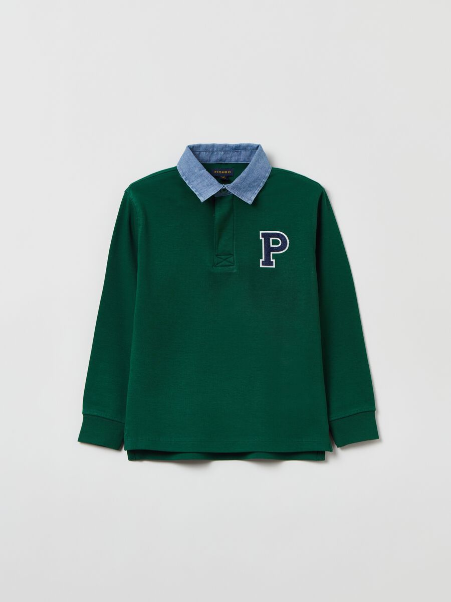 Polo a maniche lunghe con patch boucle_3