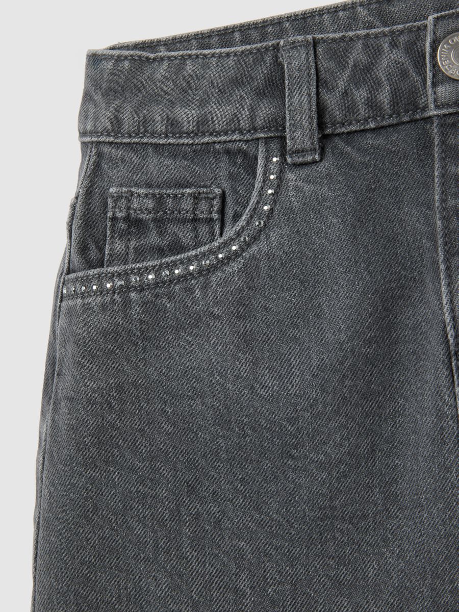Girls' pure cotton grey skirt with rhinestones_2