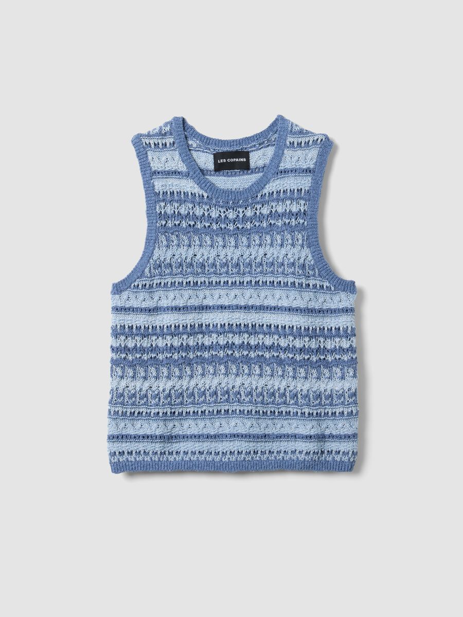 Tank top in crochet di misto cotone multicolor regular fit_4