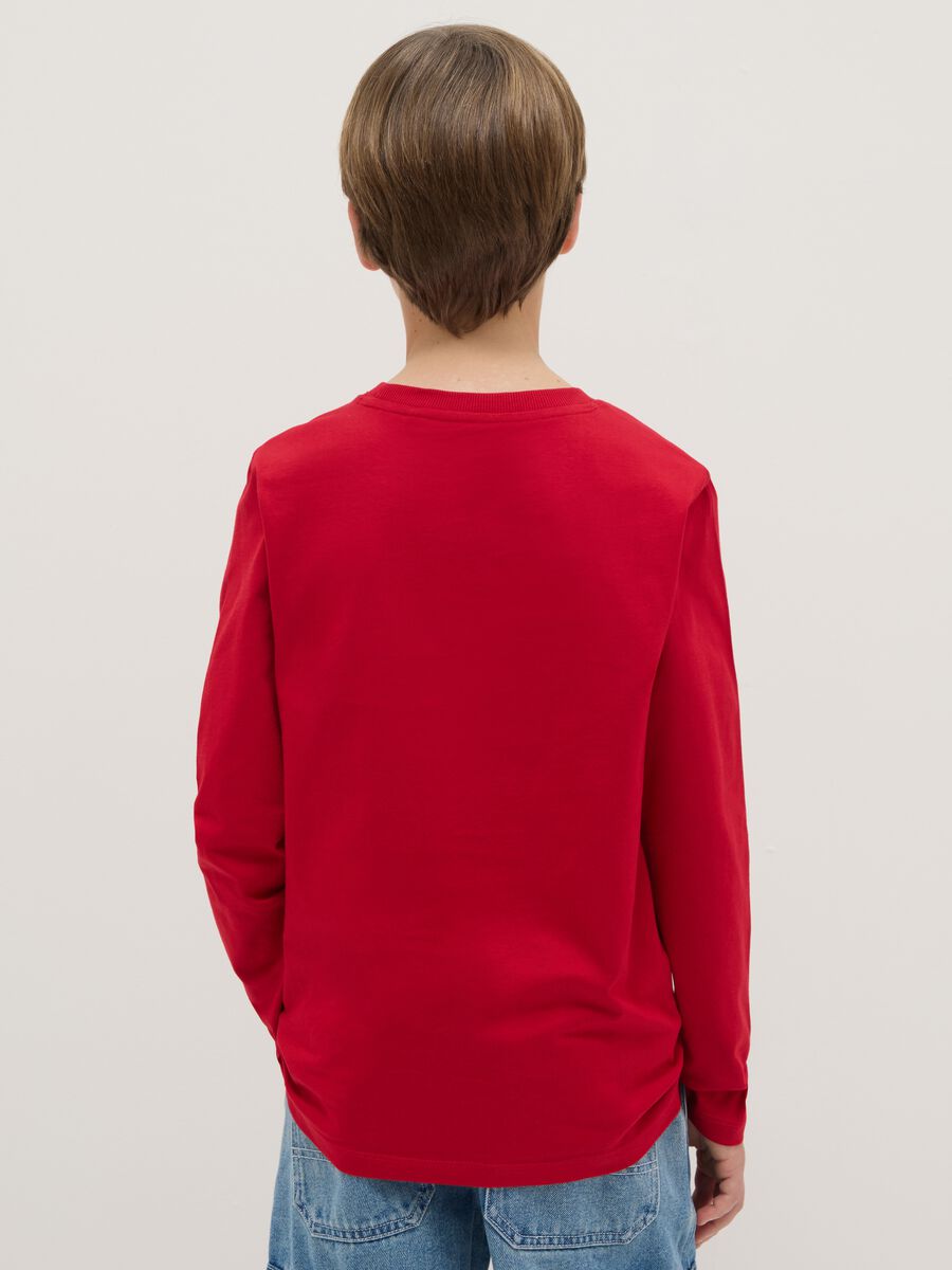 T-shirt in puro cotone rossa regular fit per ragazzi_1