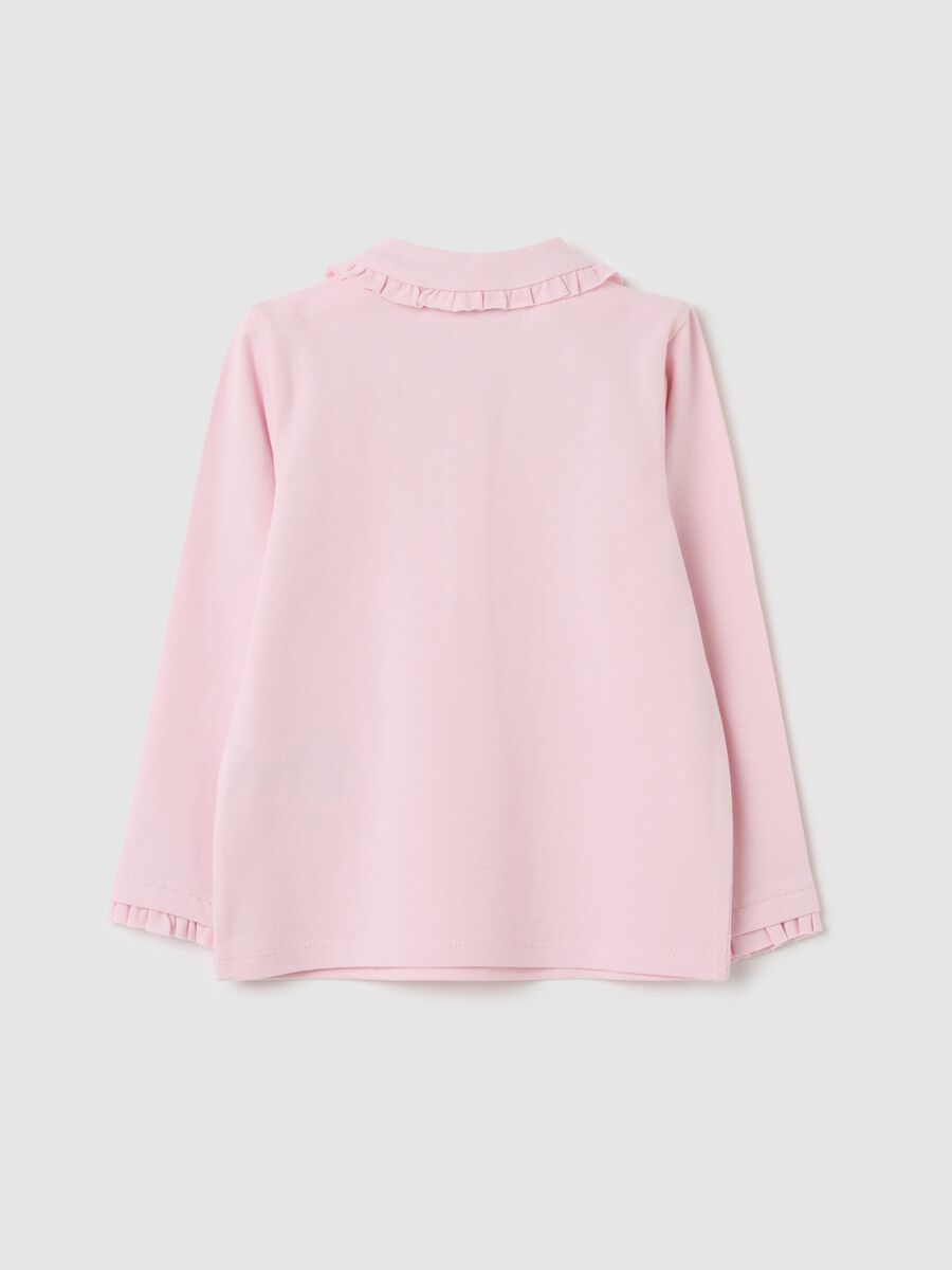 Long-sleeved polo shirt with frills_1