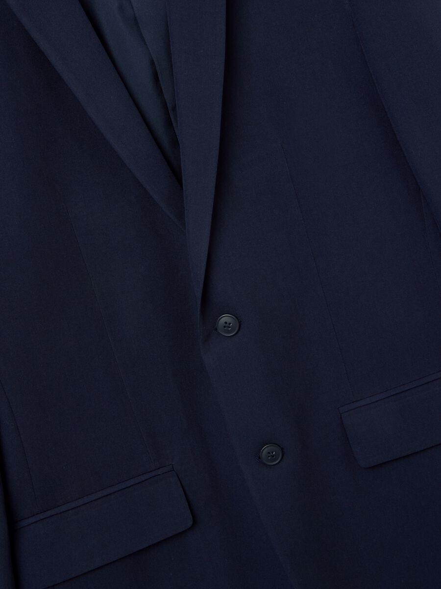 Navy slim fit blazer with button closure_5