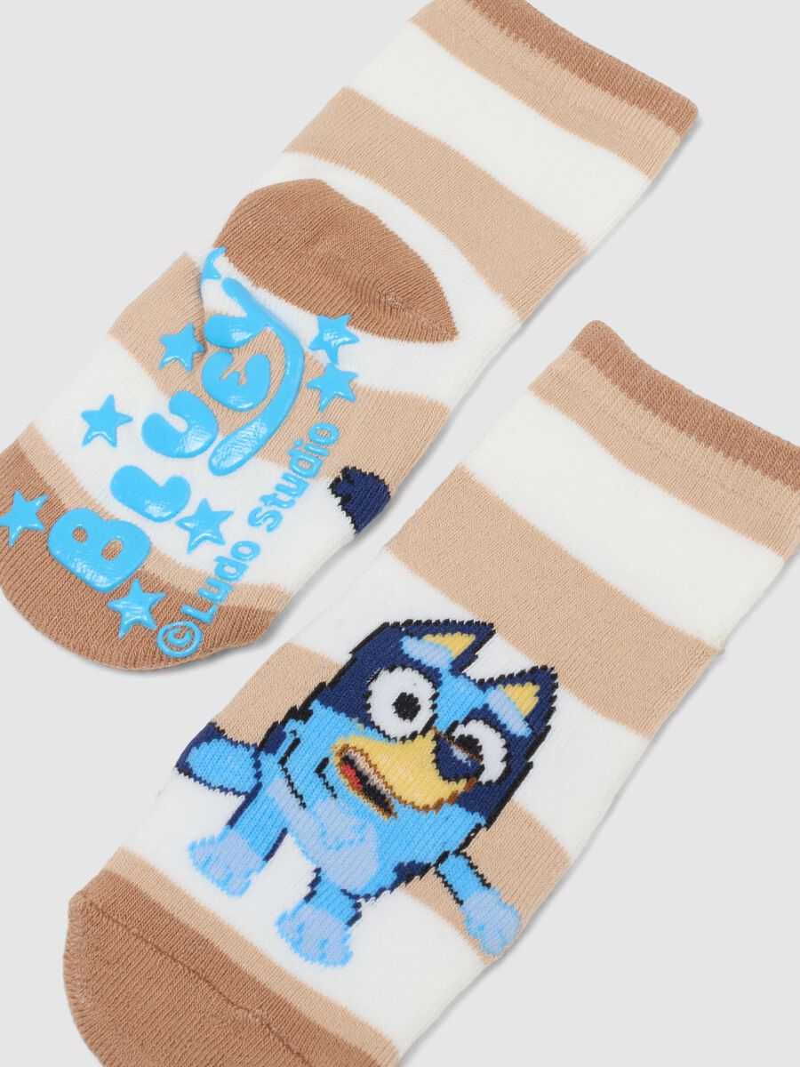 Twin Pack of Multicoloured Cotton Blend Baby Socks with Bluey Embroidery_1