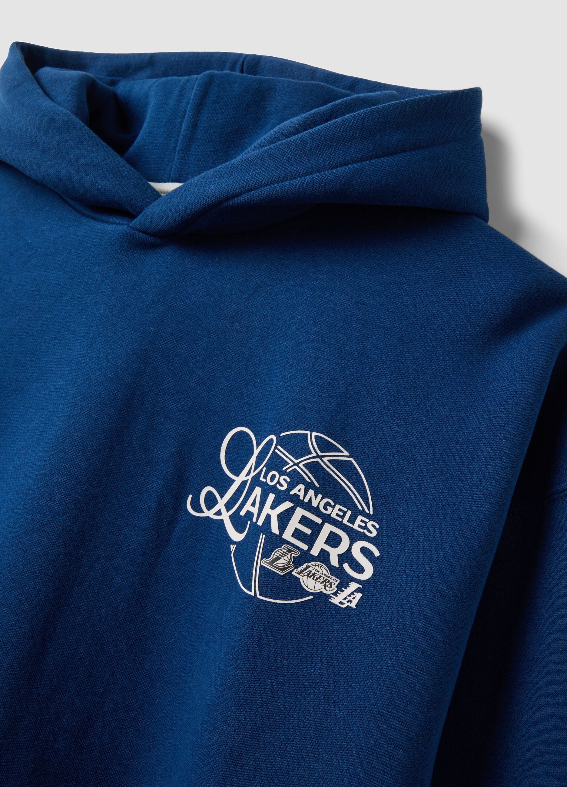 Blue cotton-blend hoodie with Lakers print