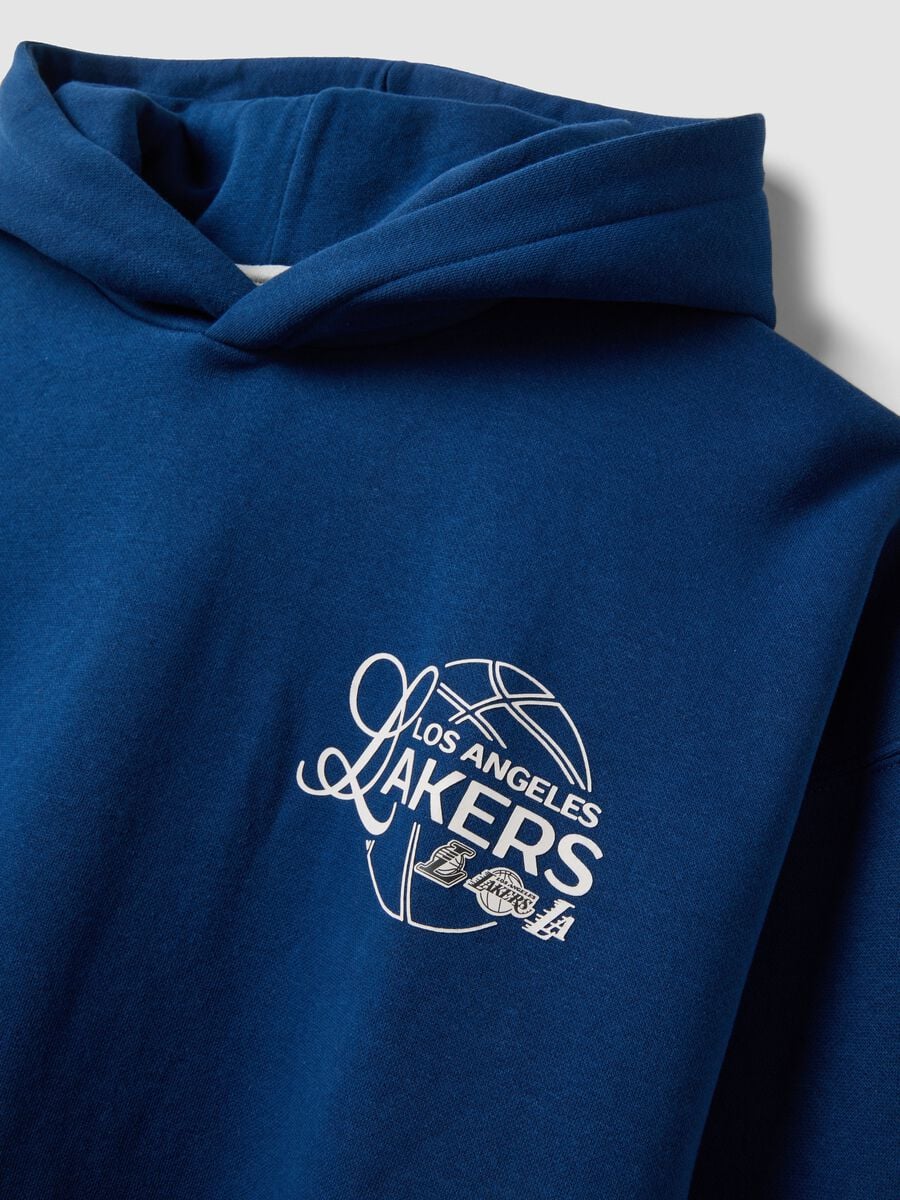 Felpa blu con cappuccio in misto cotone con stampa Lakers_1