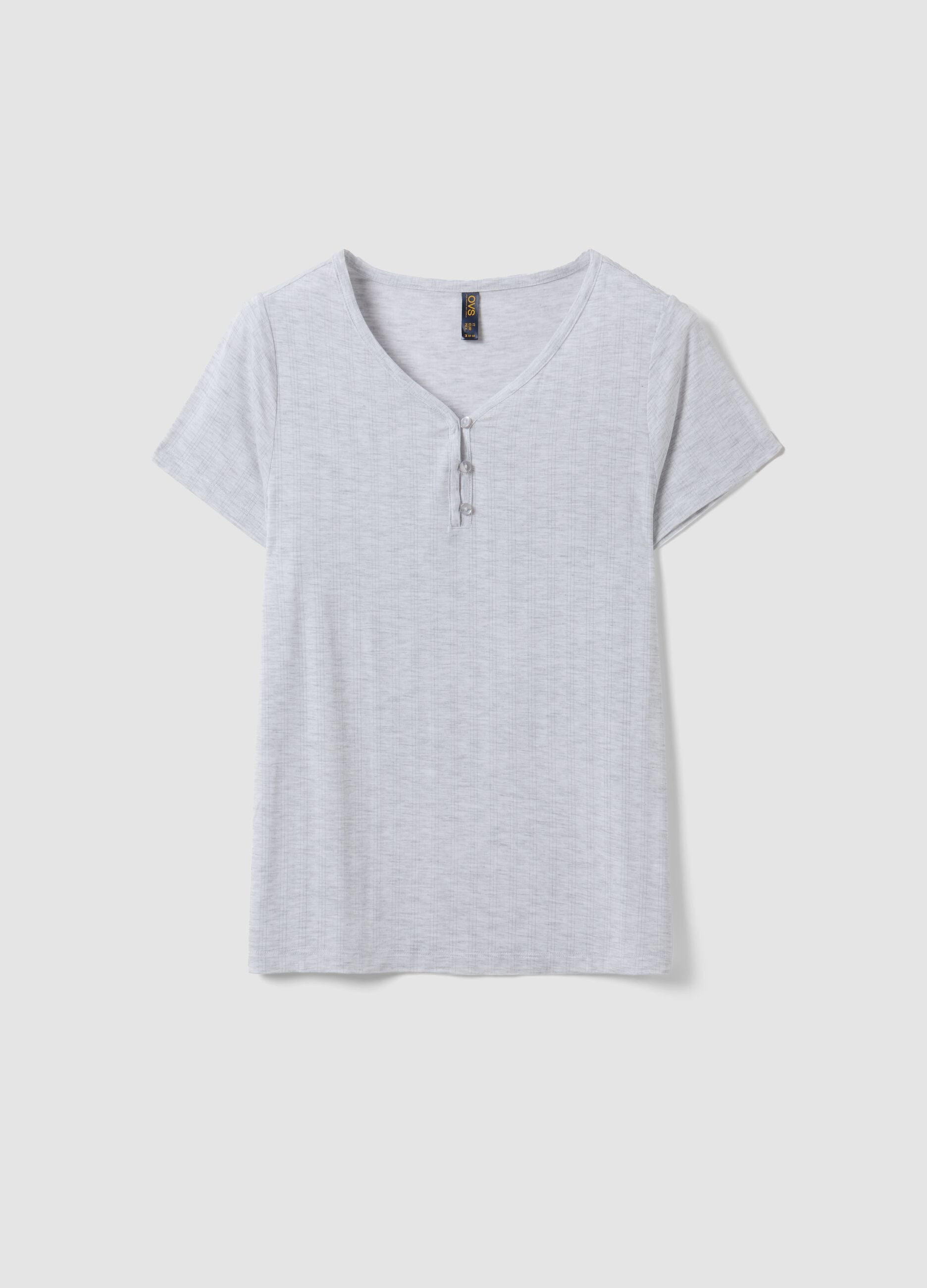 Grey stretch viscose V-neck pyjama top