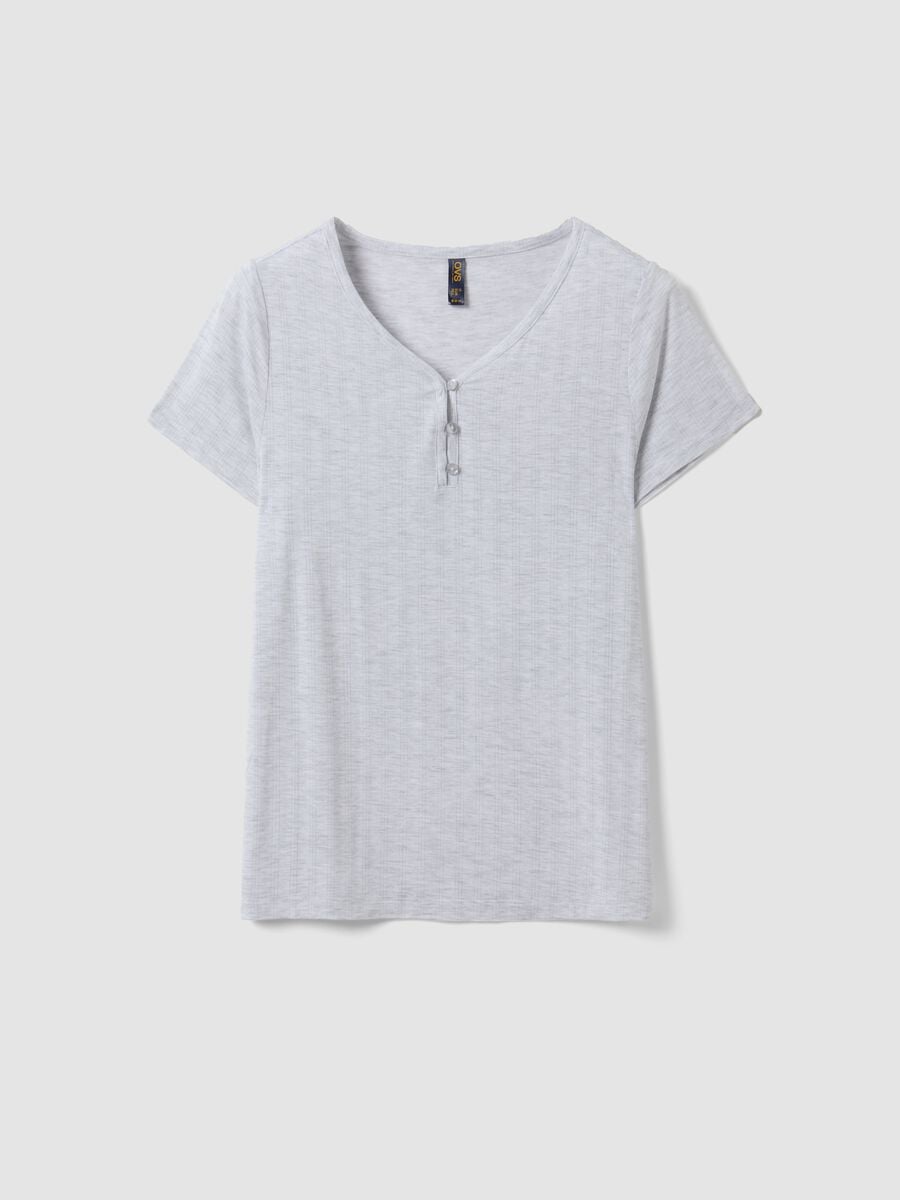 T-shirt pigiama grigia in viscosa elasticizzata con scollo a V_4