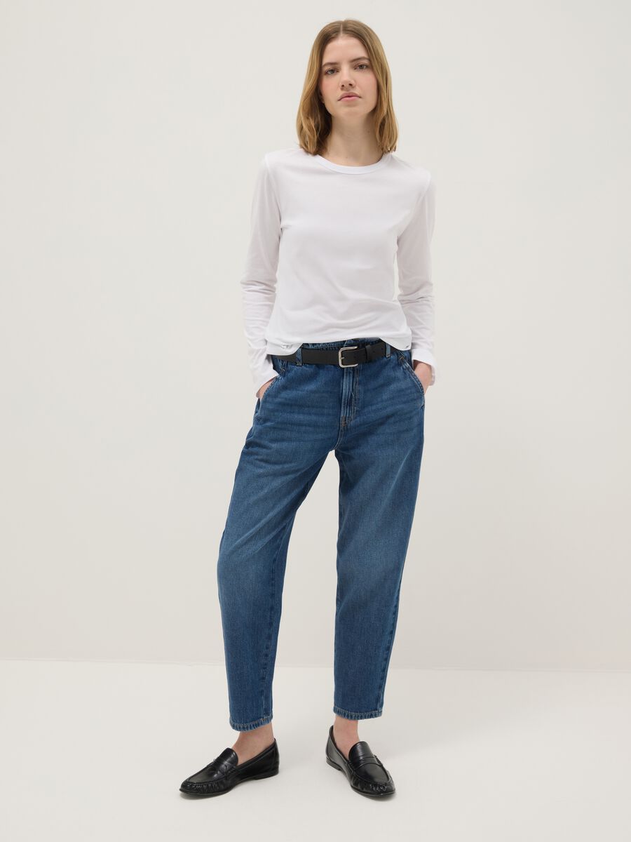 Blue Pure Cotton Baggy Trousers_0