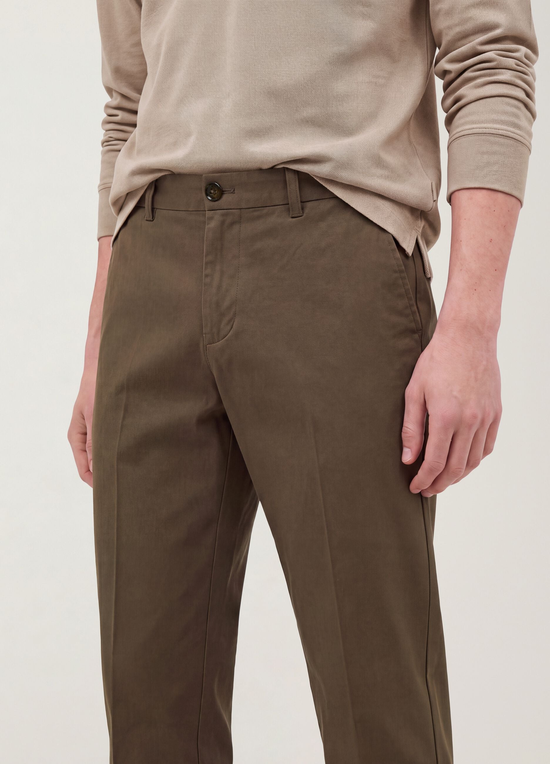 Brown slim-fit stretch-twill chinos
