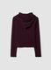 Purple stretch-viscose crew-neck top with hood_1