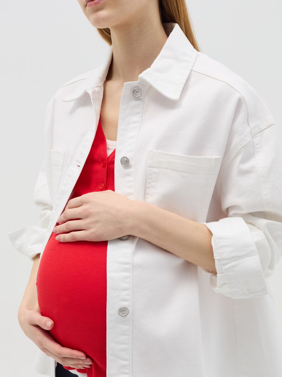Solid colour maternity shacket_2