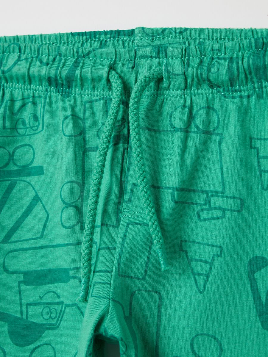 Two-pack green and blue Bermuda shorts with drawstring and print_2