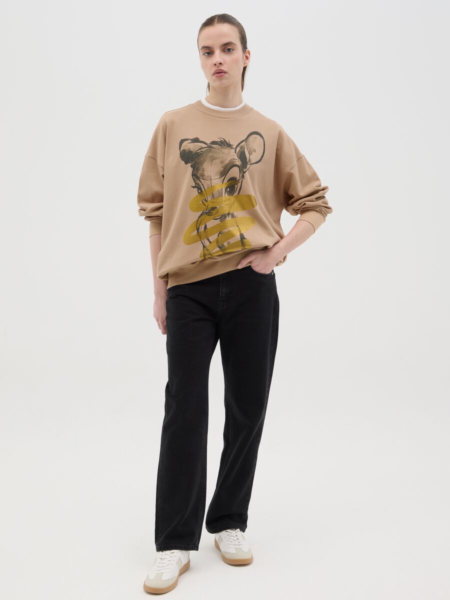 Beige sweatshirt with Bambi foil print_1