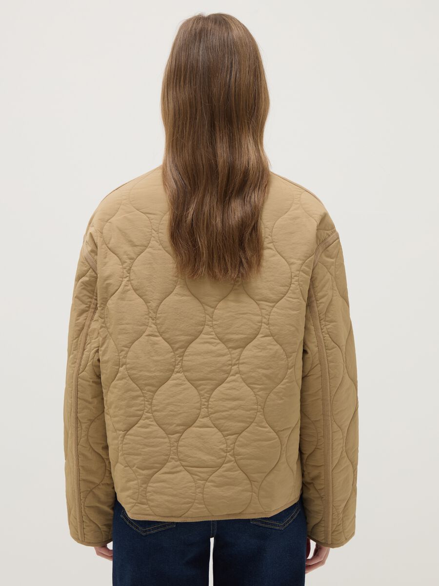 Beige padded regular fit jacket with buttons_2