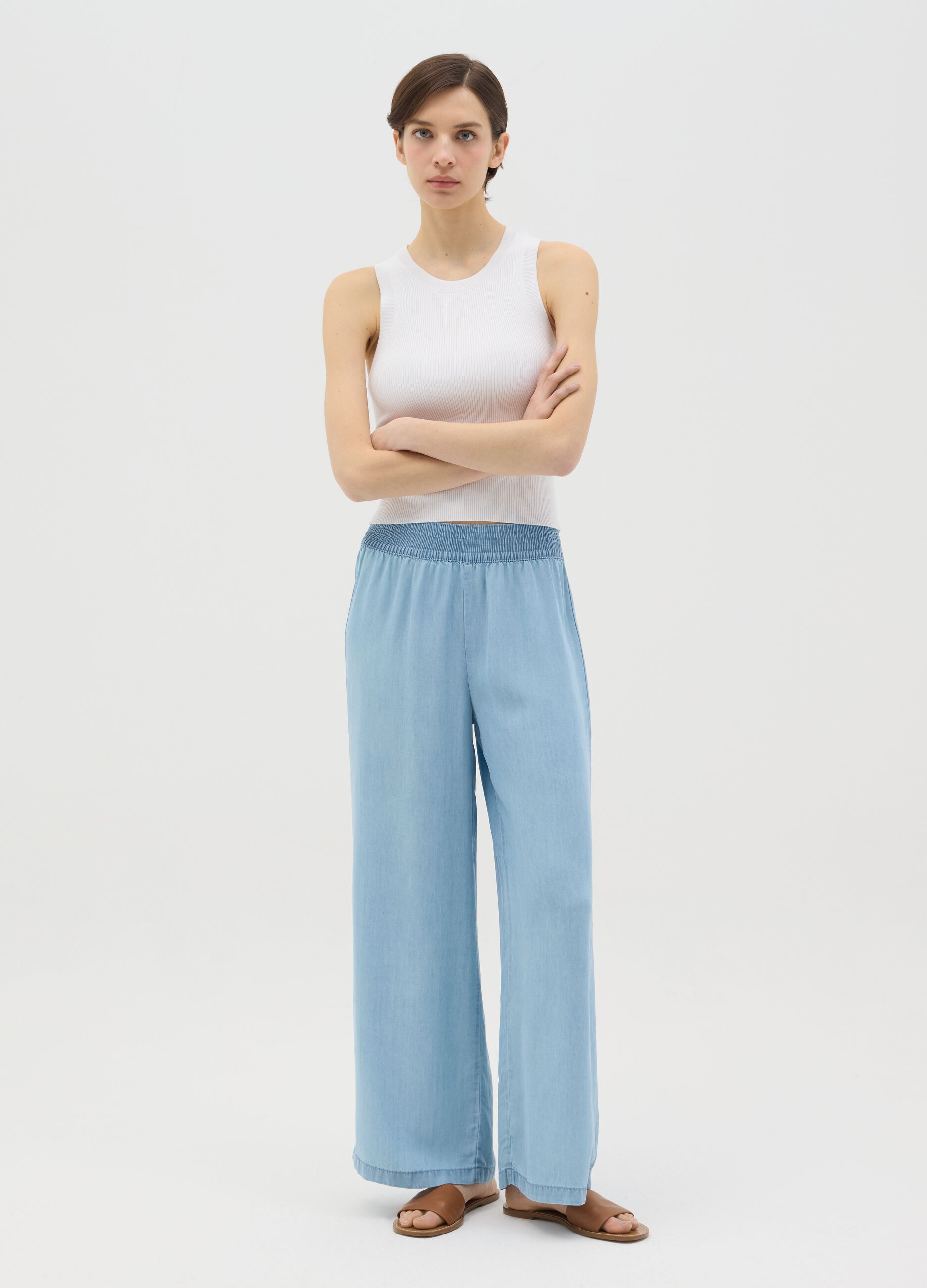 Wide-leg jeans in Lyocell