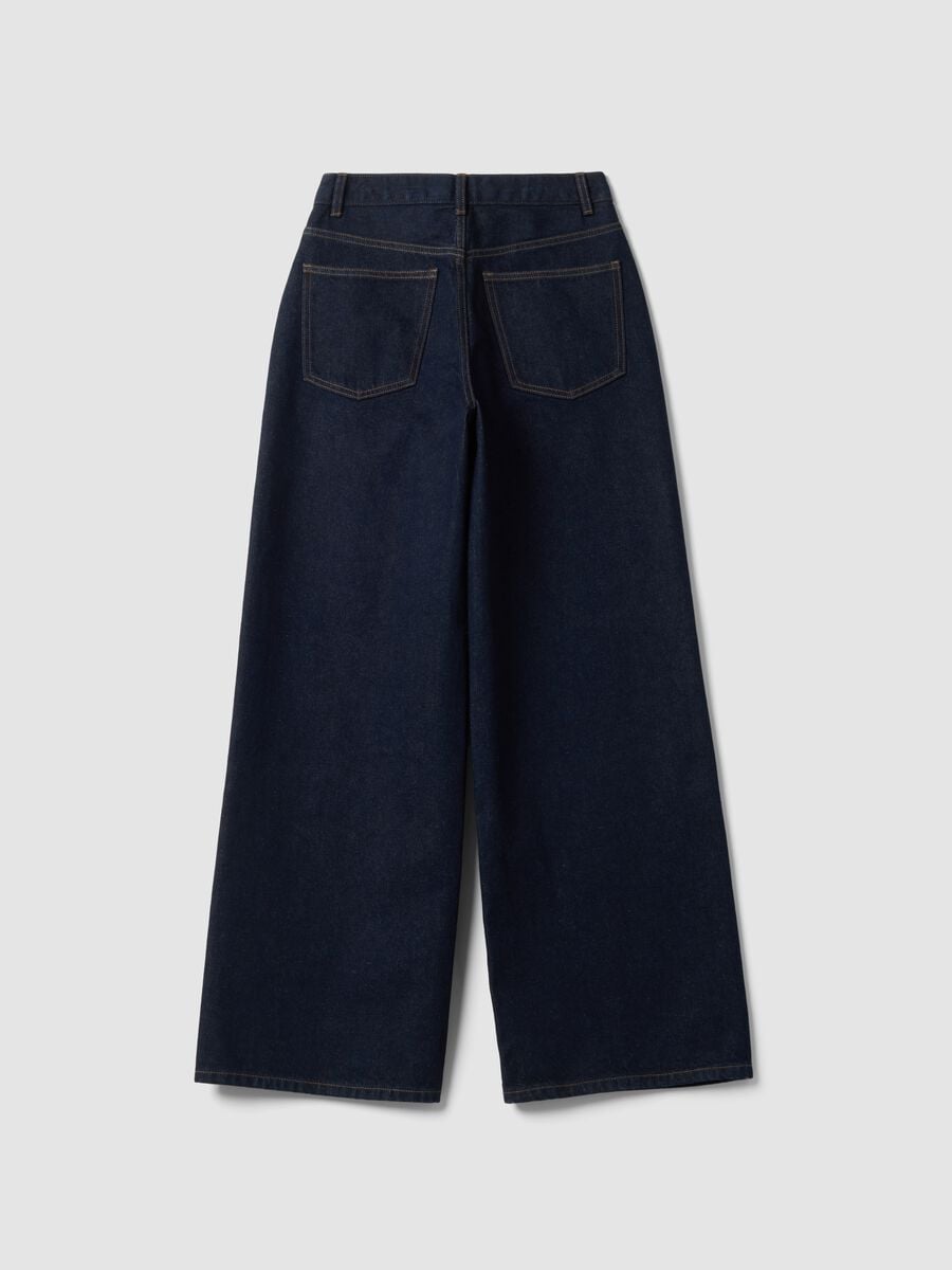 Blue wide-leg jeans in pure cotton_6