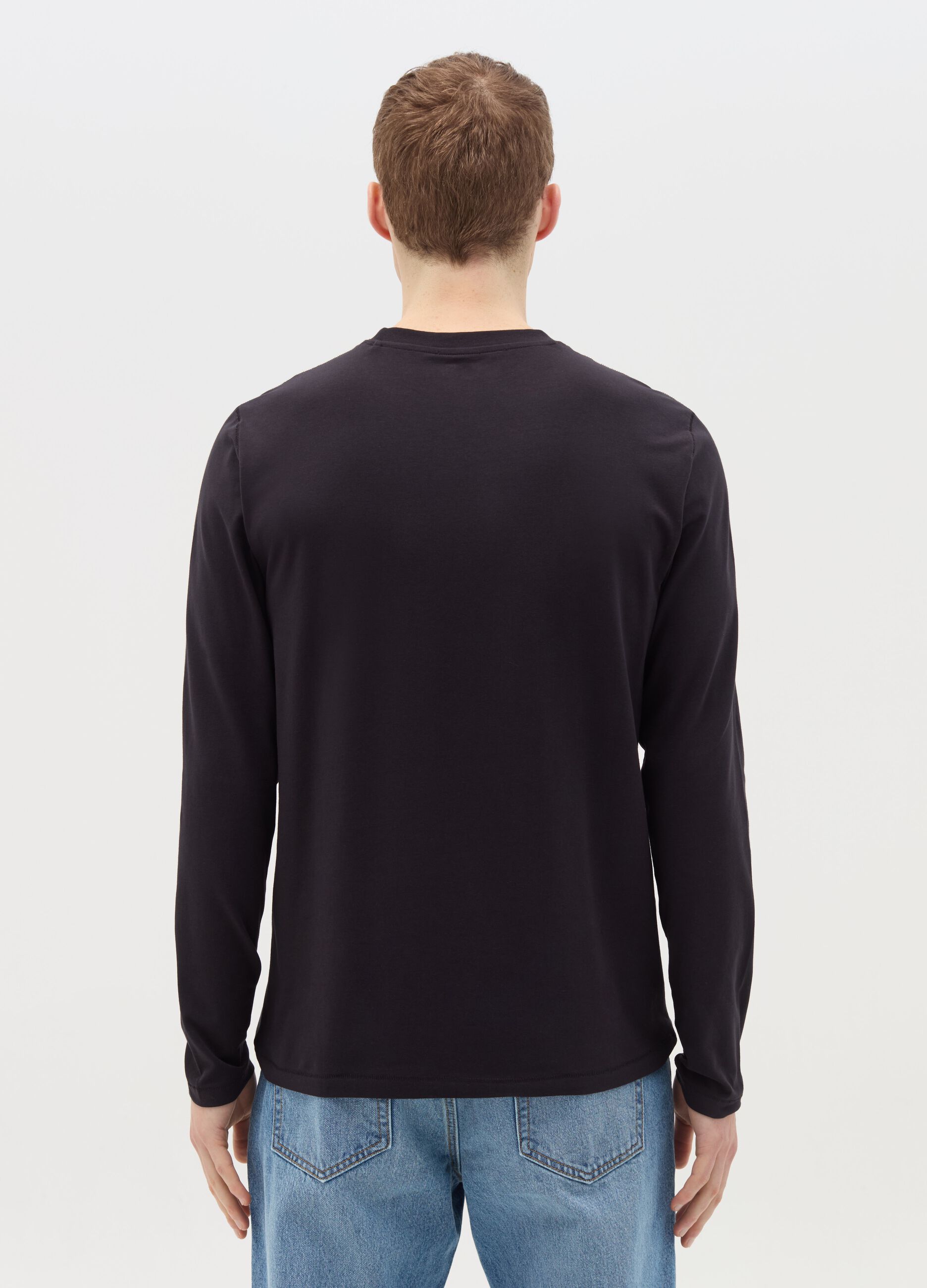 T-shirt a maniche lunghe in cotone stretch