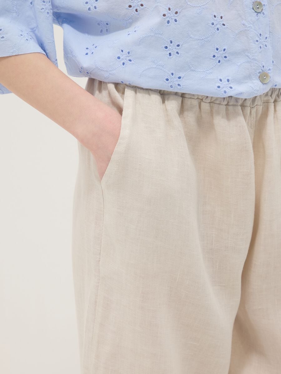 Beige pure linen regular-fit trousers_3