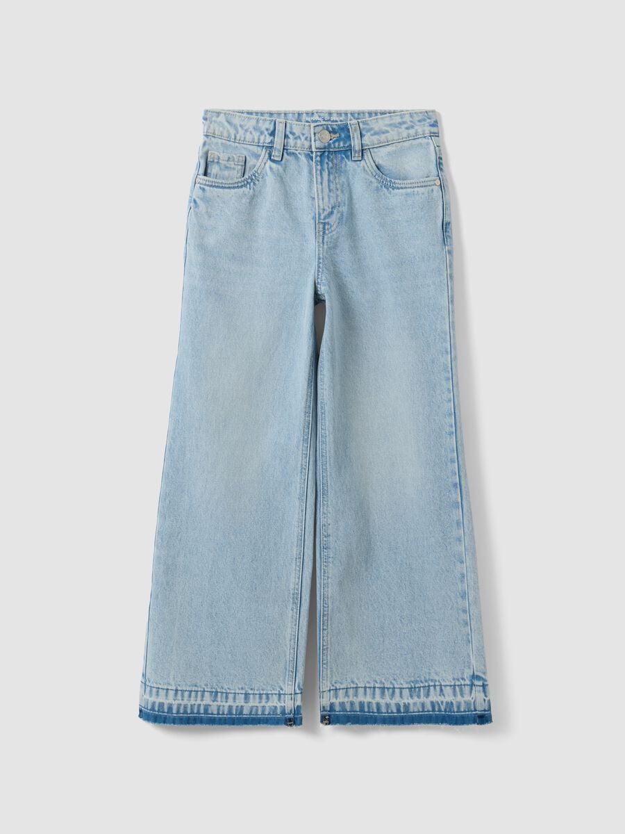 Jeans azzurri culotte in puro cotone per ragazza_1