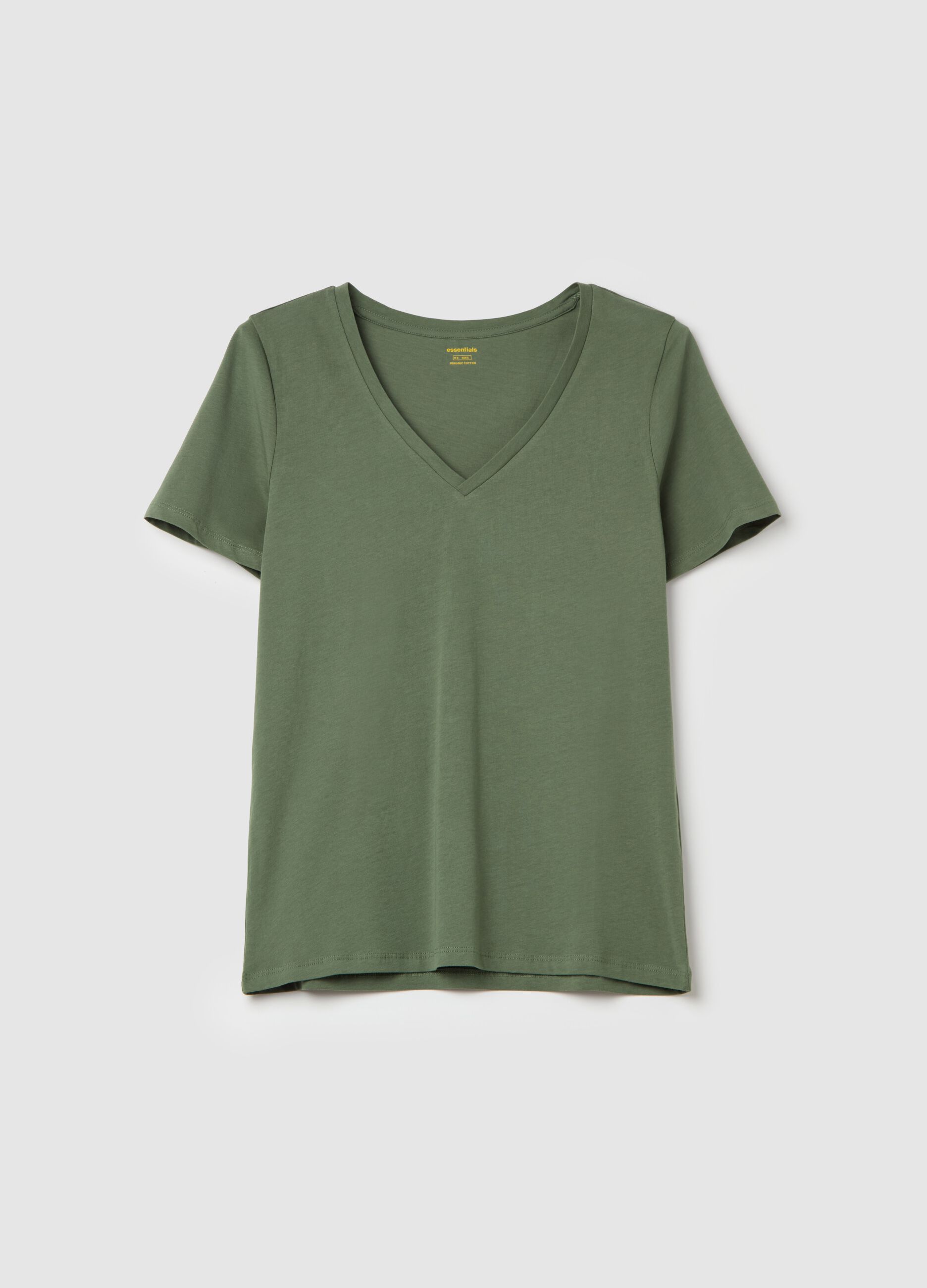 T-shirt Essential in cotone con scollo a V