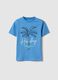 Blue cotton boys' regular fit t-shirt with palm print_0
