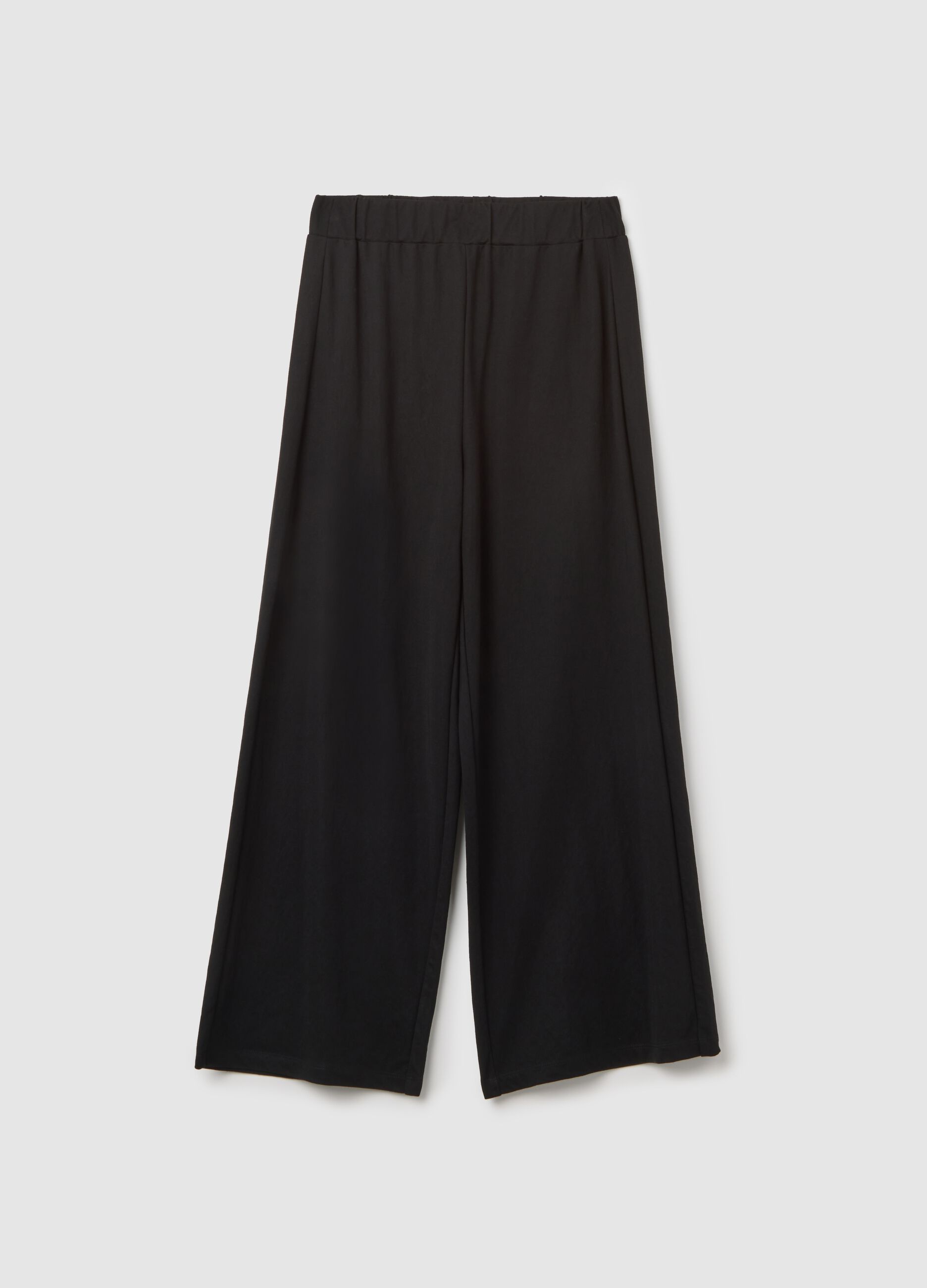 Women's black regular-fit culottes in viscose blend