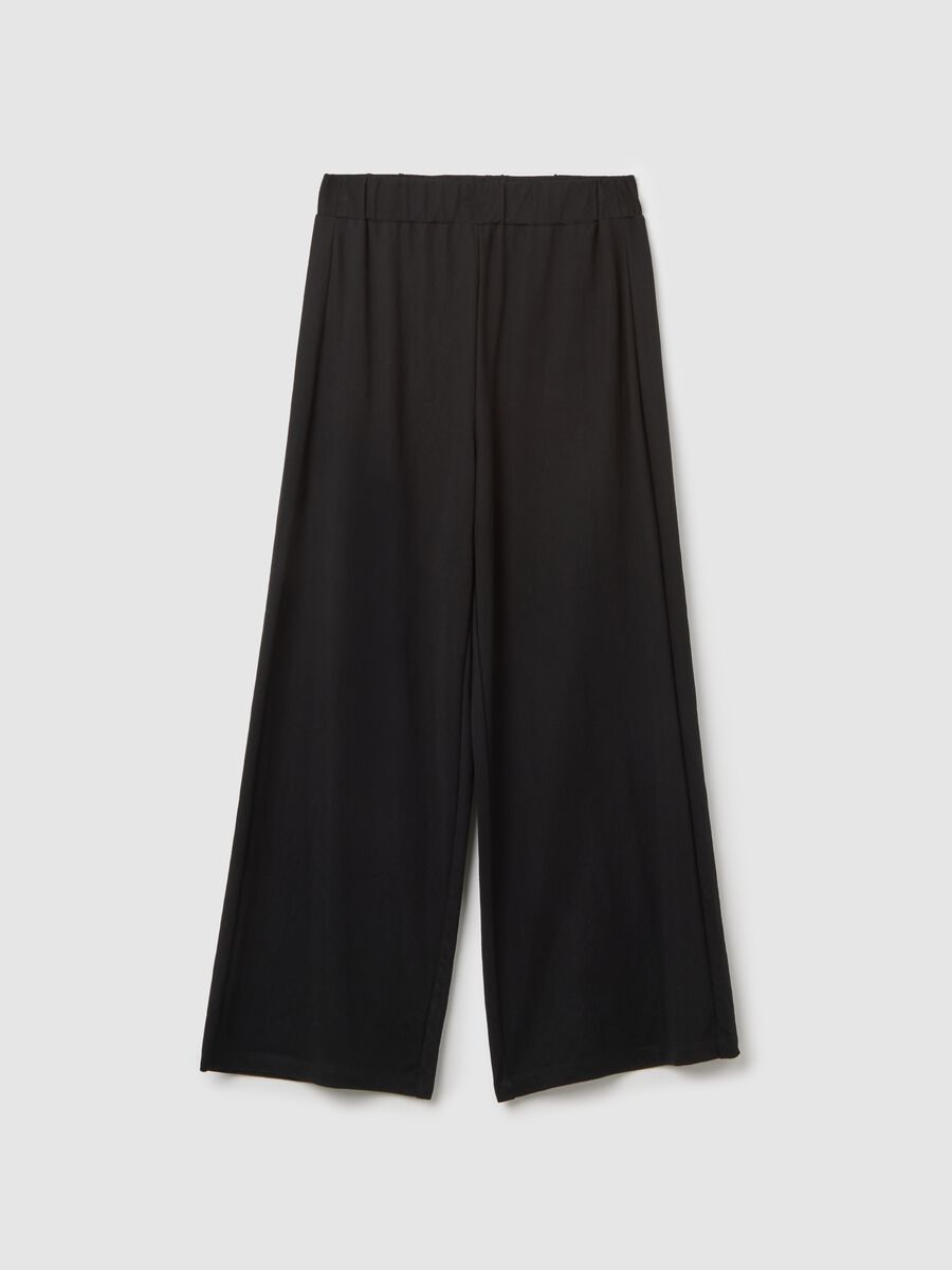 Women's black regular-fit culottes in viscose blend_4