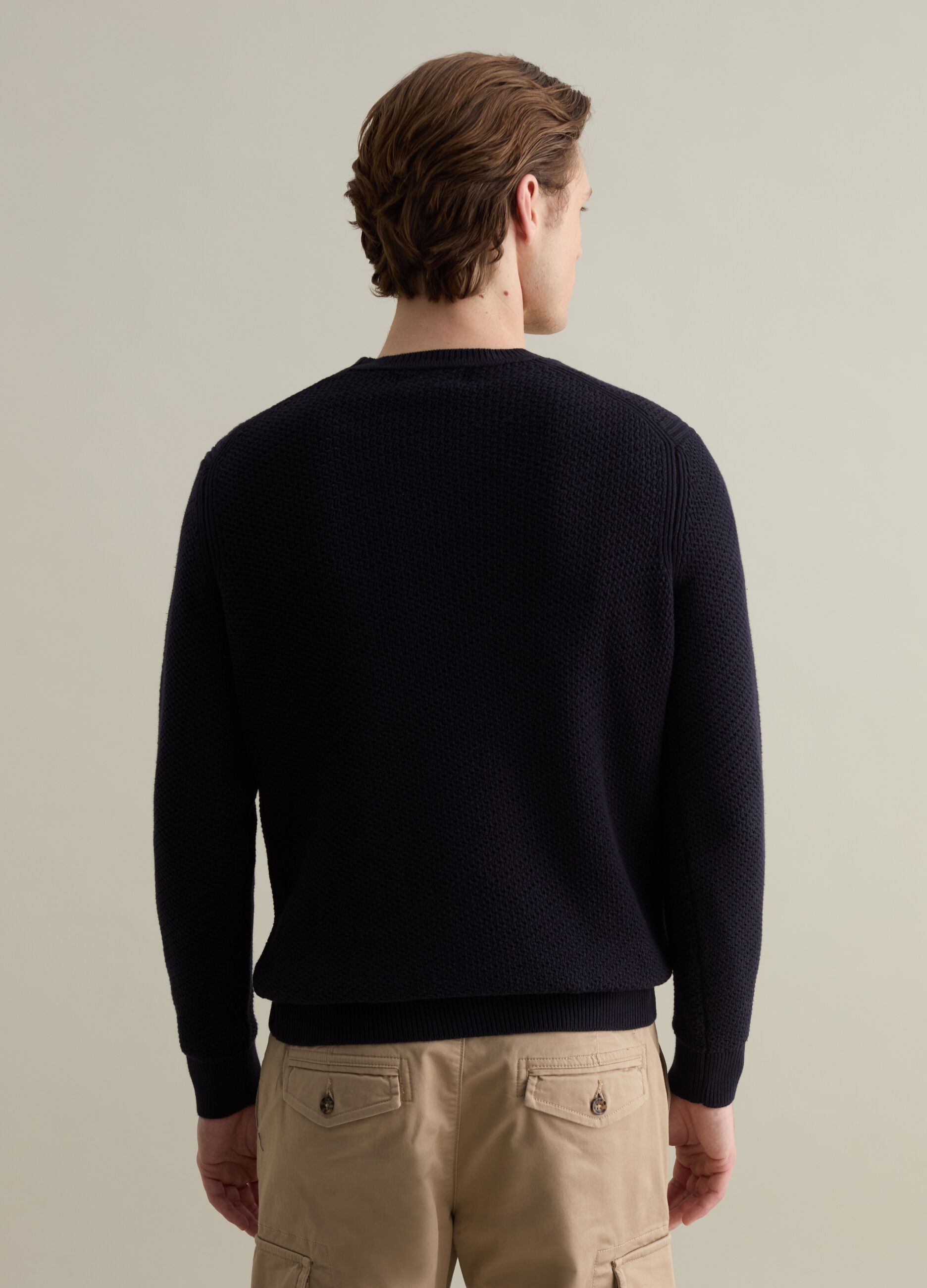 Cotton pullover with weave