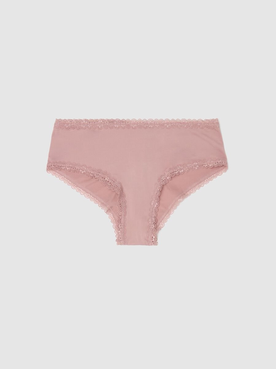 Microfibre French knickers with lace_0