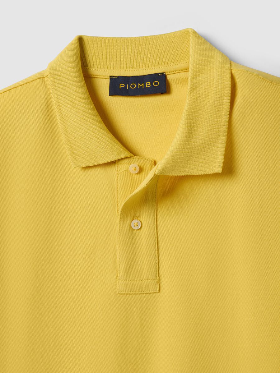 Yellow short-sleeved pure cotton polo regular fit_5