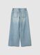 Girls' sky blue pure cotton wide leg jeans_4