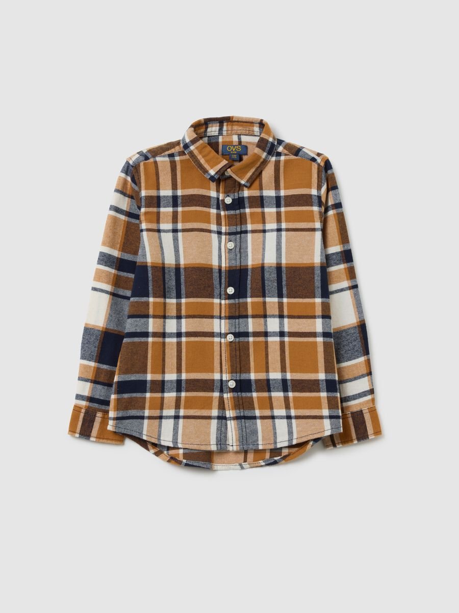 Multicolour check shirt for children made from pure cotton and flannel_0