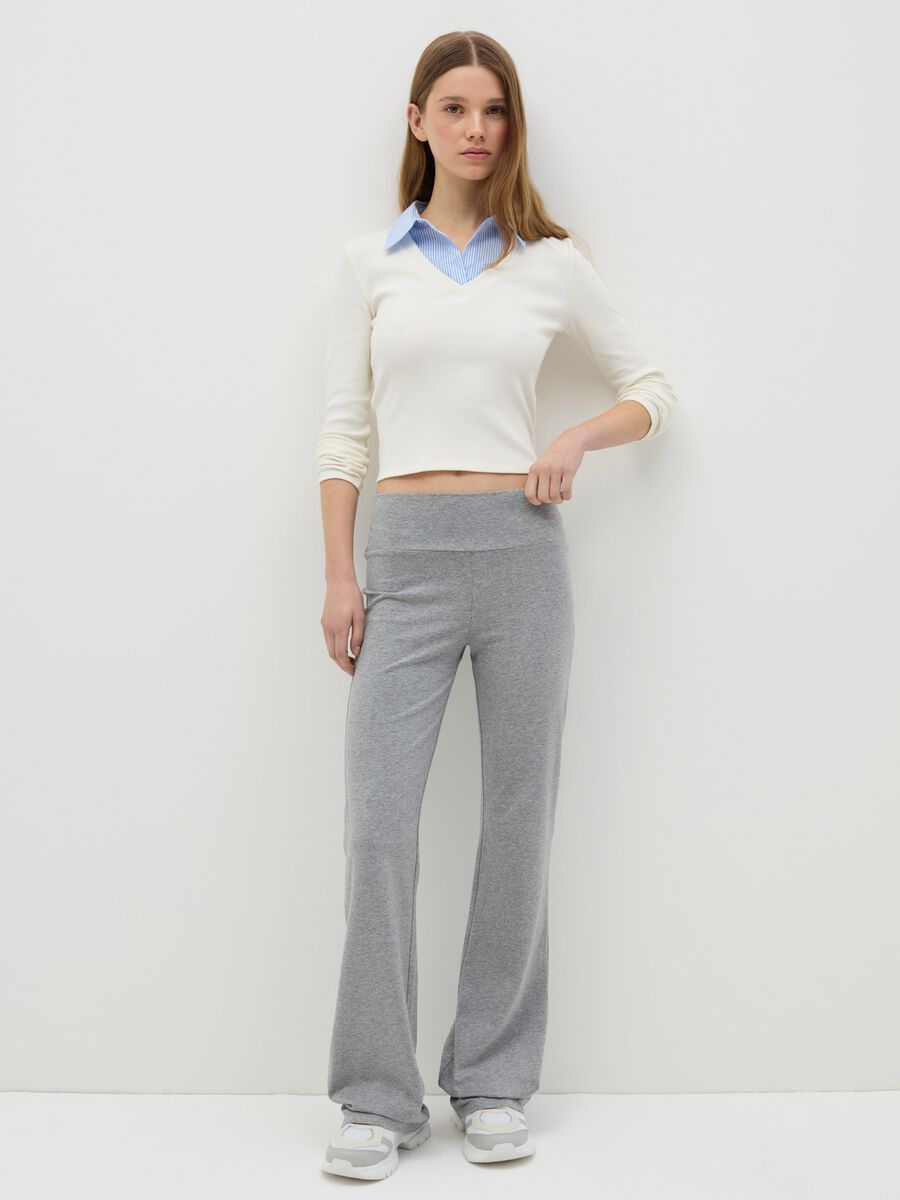 White ribbed T-shirt with contrasting collar_1