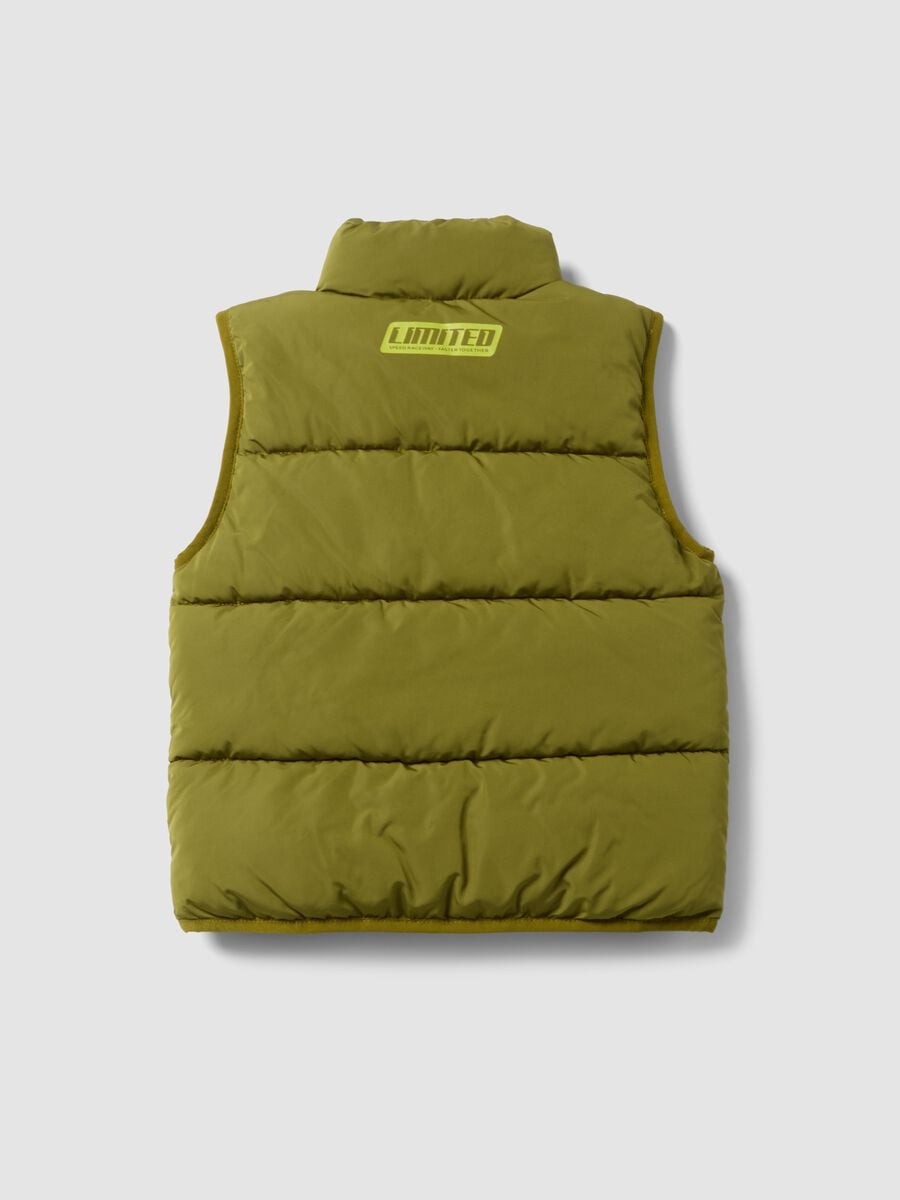 Green padded gilet with zip and high collar, regular fit for boys_1