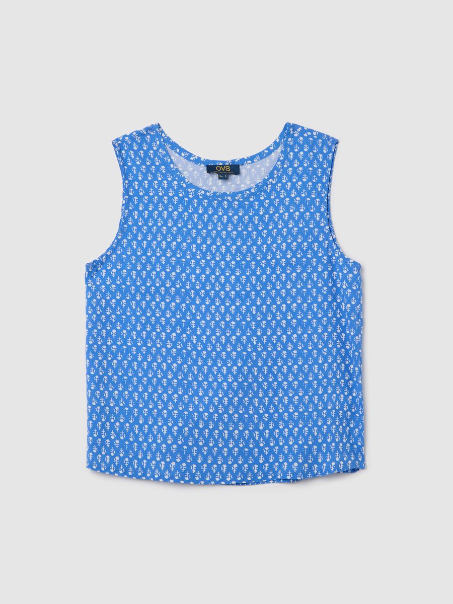 Sleeveless Blue Viscose Blouse_4