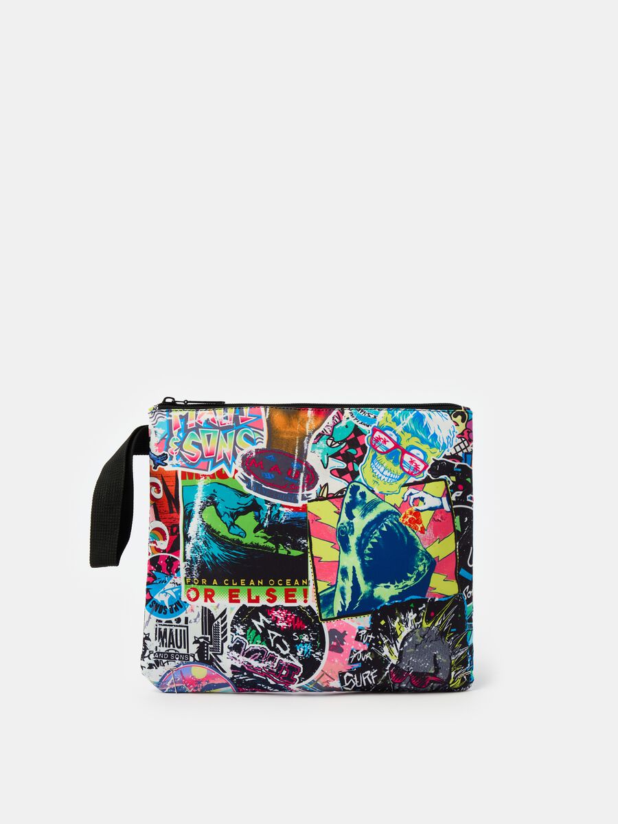 Clutch bag with graffiti-style print_0