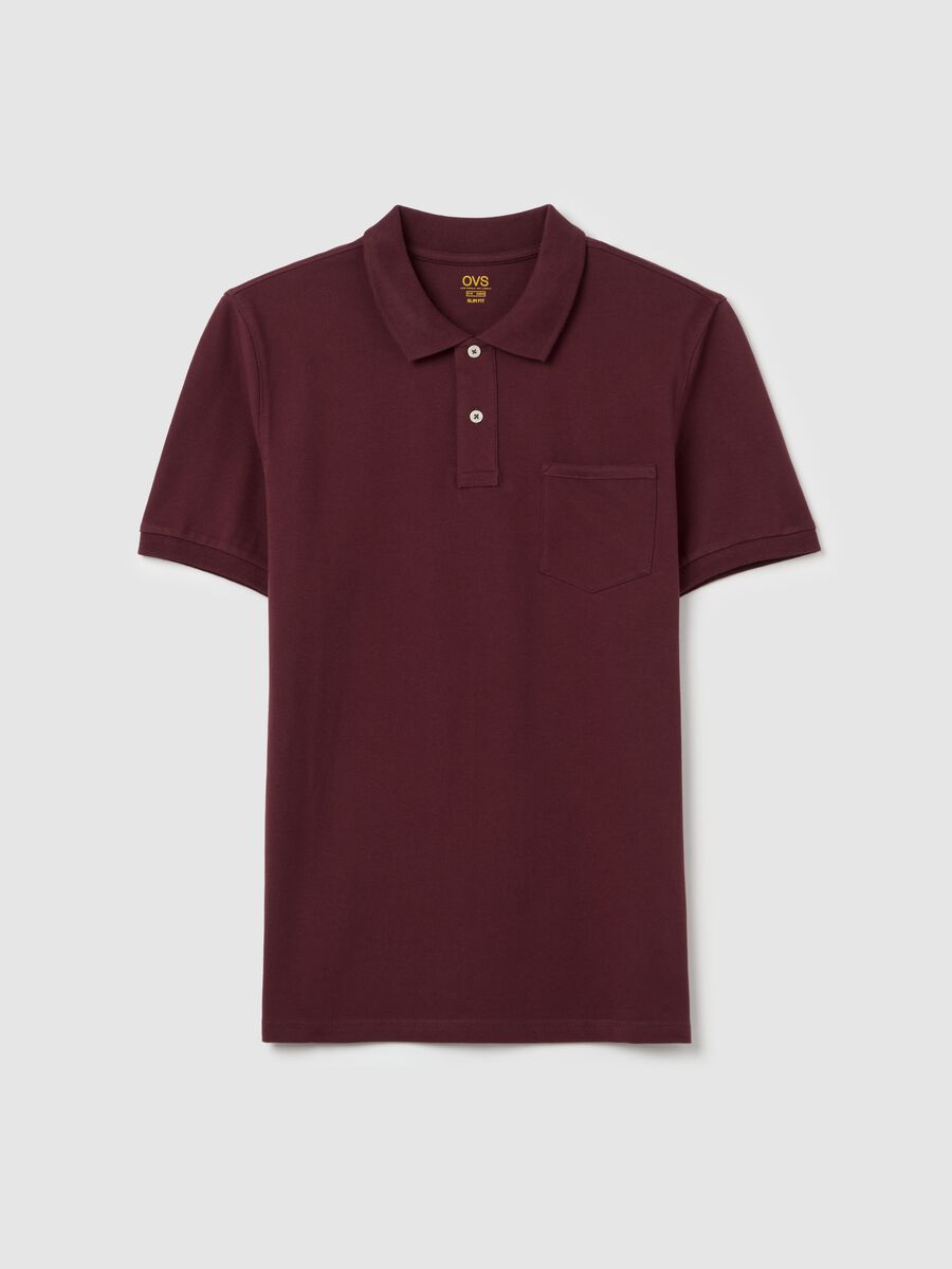 Stretch cotton polo shirt with pocket_0