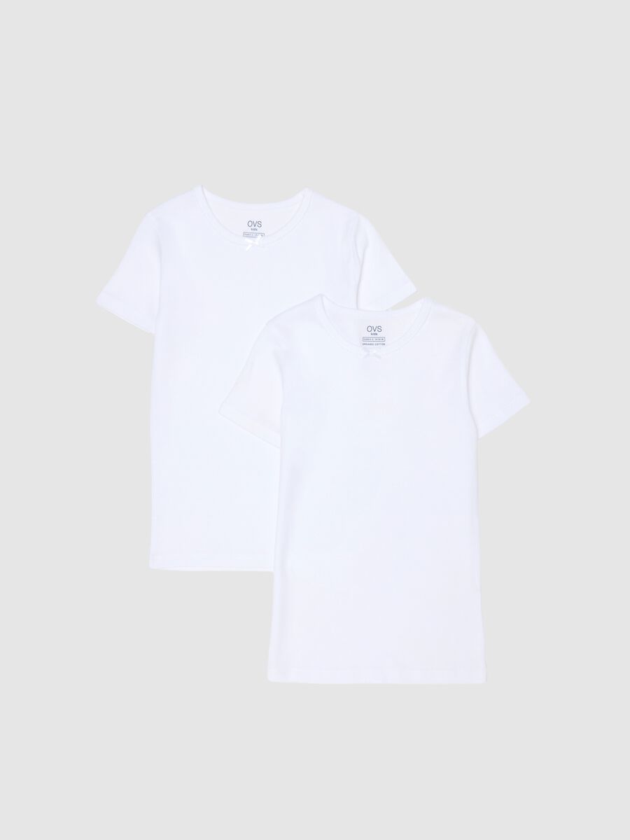 Pack of two white girls' t-shirts in pure cotton regular fit_0