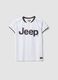 White boys&rsquo; sporty T-shirt with vertical stripes and Jeep logo_0
