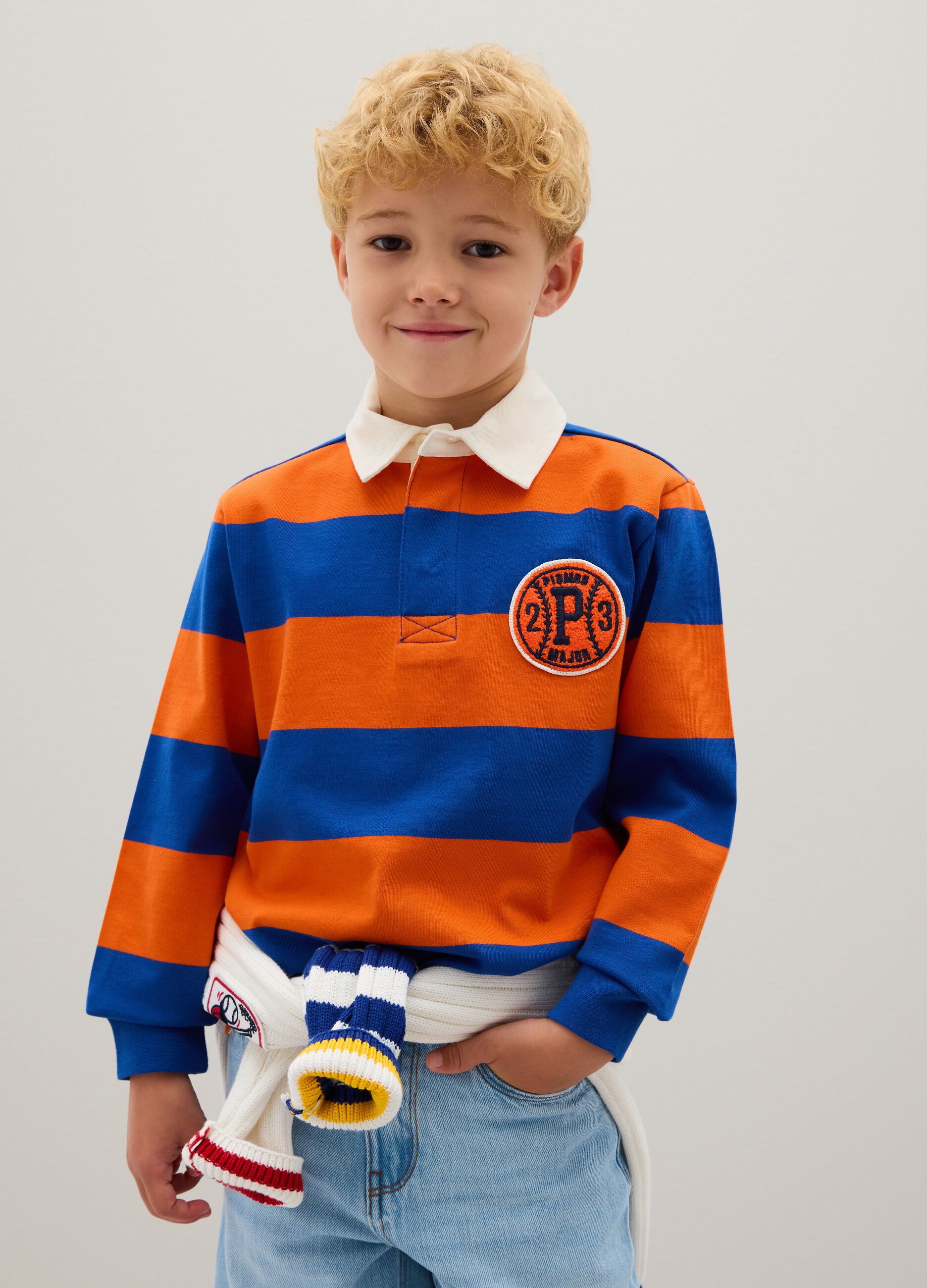 Polo da bambino in puro cotone multicolor regular fit