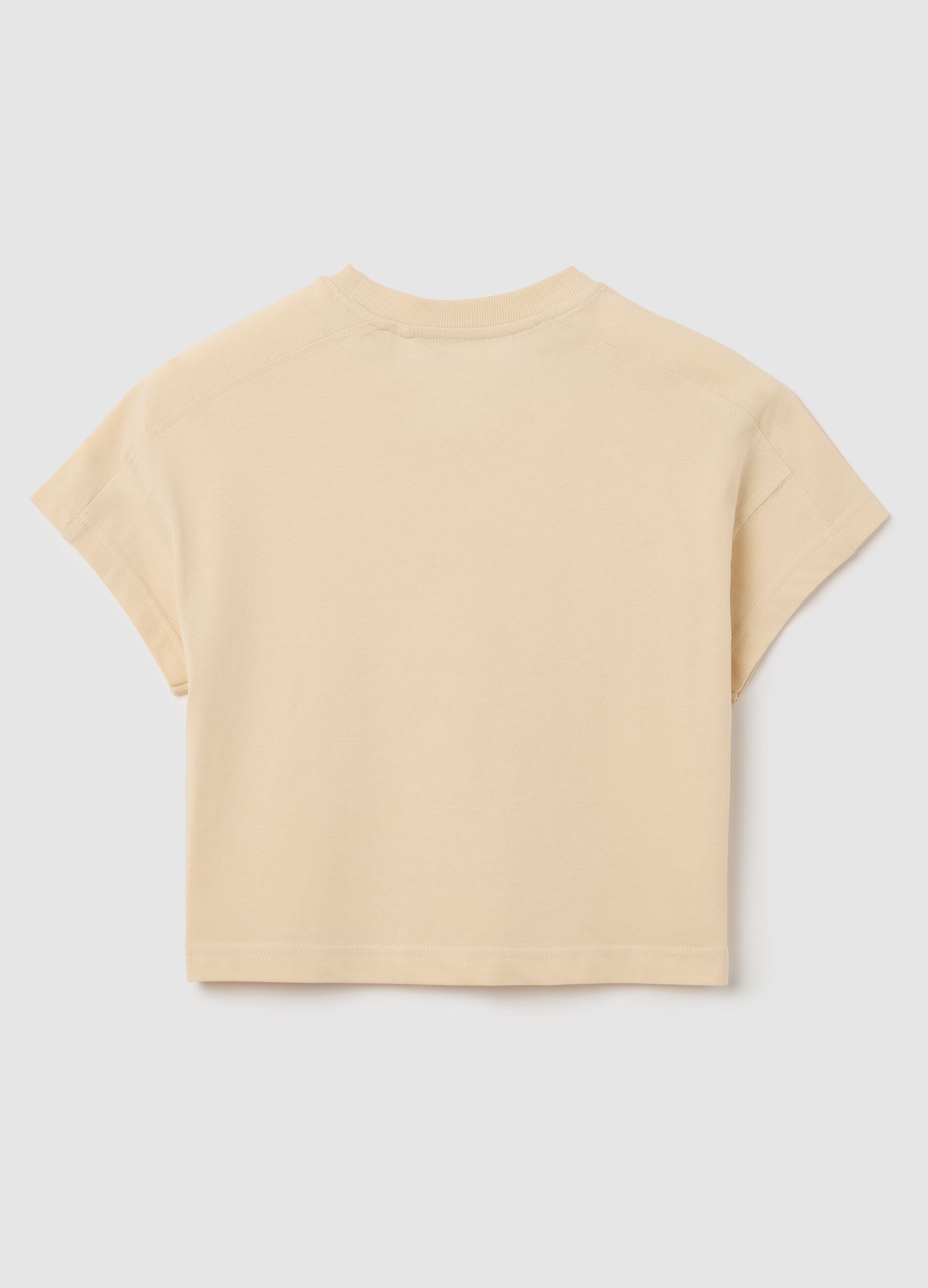 Short sleeve beige T-shirt in pure organic cotton