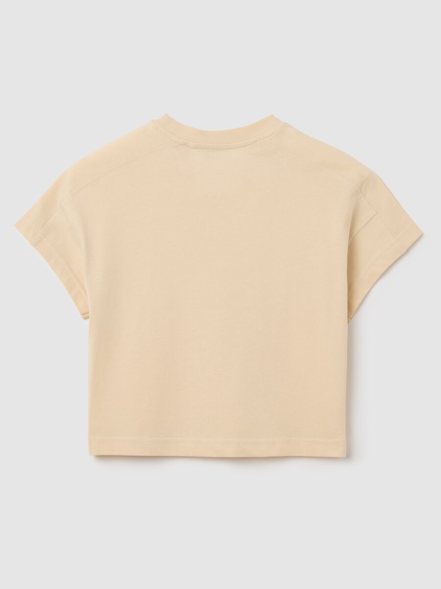 T-shirt da ragazza in puro cotone beige regular fit_4