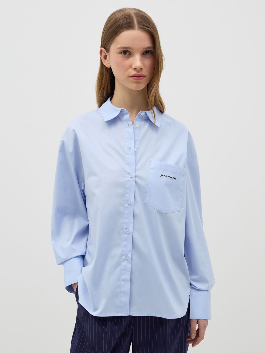 Relaxed-fit shirt with embroidered pocket_0