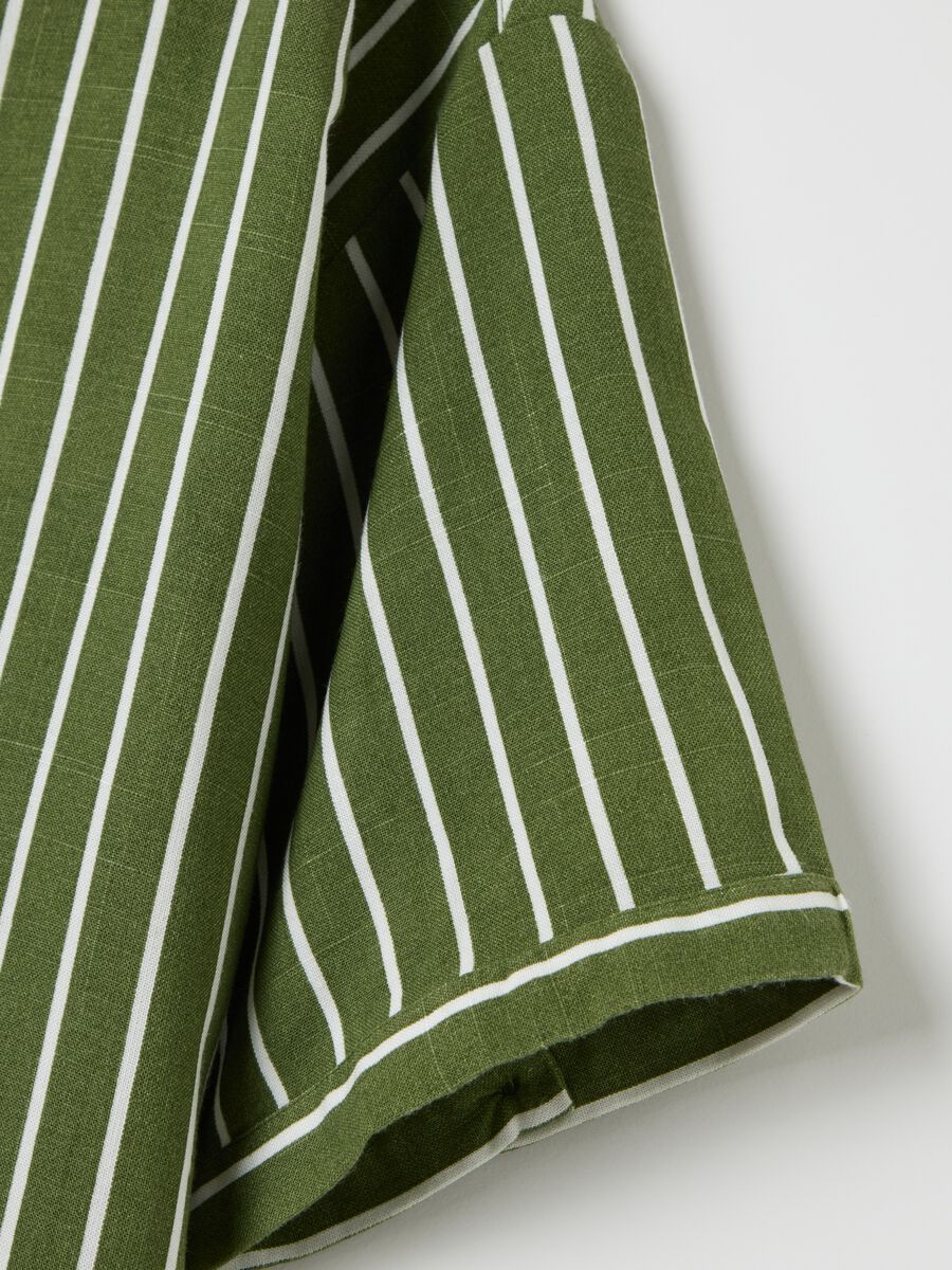 Green striped shirt in viscose and linen_5